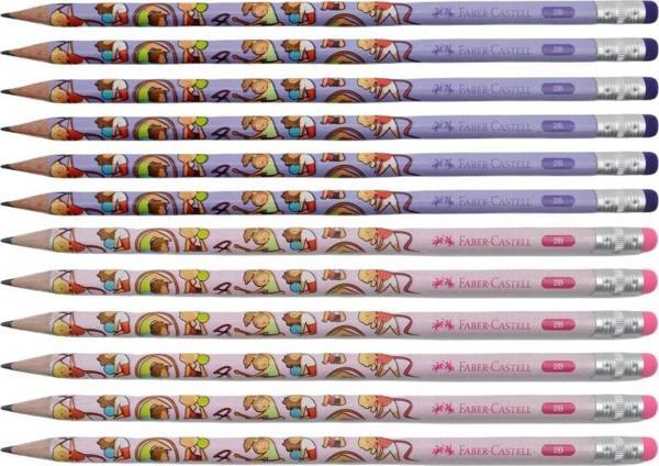 Faber-Castell 2b Jimnastik Silgili Kurşun Kalem 12 Li - ( Mor-pembe) - Image 1