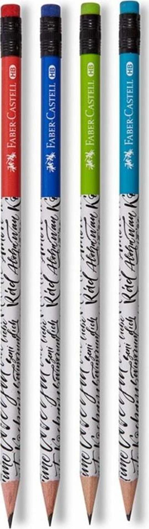 Faber-Castell Caligraphy Desenli Silgili Yuvarlak HB Kurşun Kalem - 1 Adet - Image 1