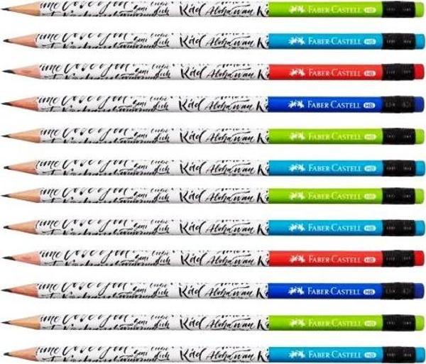 Faber-Castell Caligraphy Desenli Silgili Yuvarlak HB Kurşun Kalem - 12 Adet - Image 1