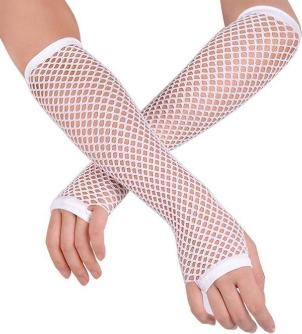 Uzun File Örgü Eldiven Beyaz Renk - Image 1