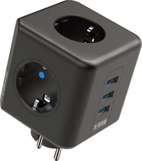 Winnboss Akım Korumalı Isıya Dayanıklı 3 lü Duvar Tipi Priz 3 Adet USB 3440 - Image 1