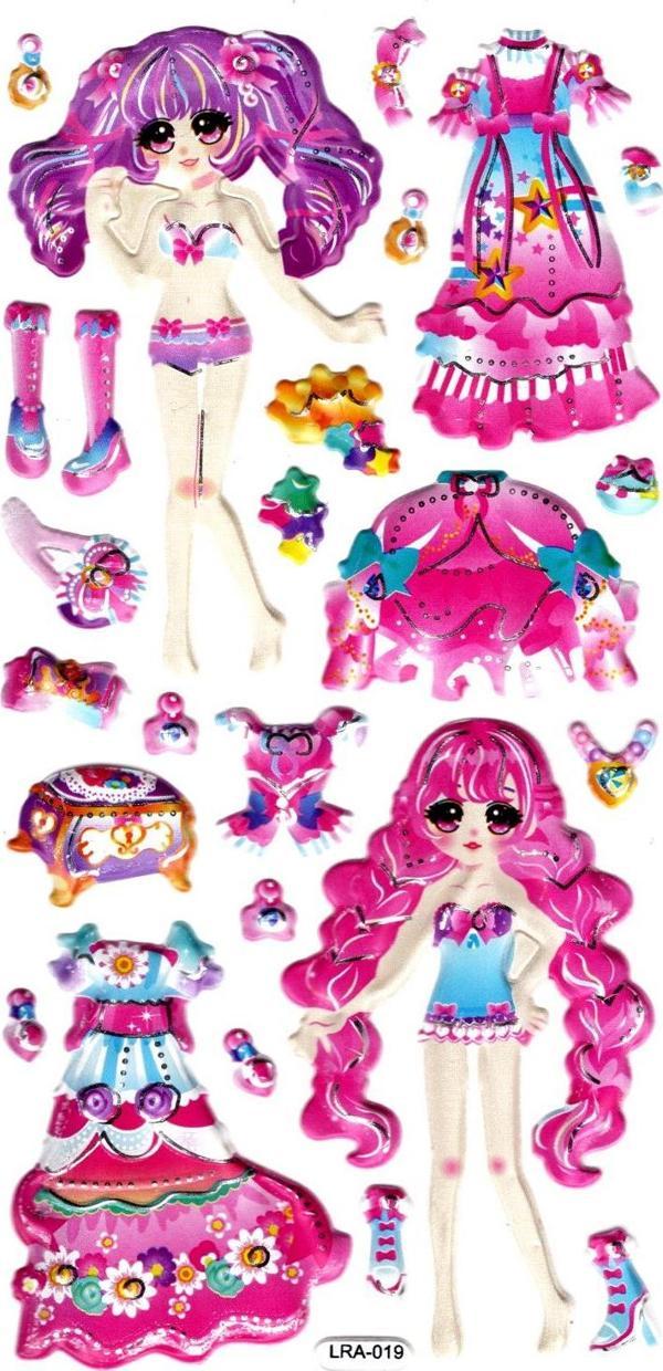 Sticker Kabartmalı Stiker Defter, Planlayıcı Etiket (limlra-019) - 17X9 cm - Kız Giydirme Pembe - Image 1