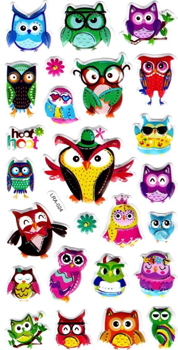 Sticker Kabartmalı Stiker Defter, Planlayıcı Etiket (limlra-024) - 17X9 cm - Gözlüklü Baykuş - Image 1
