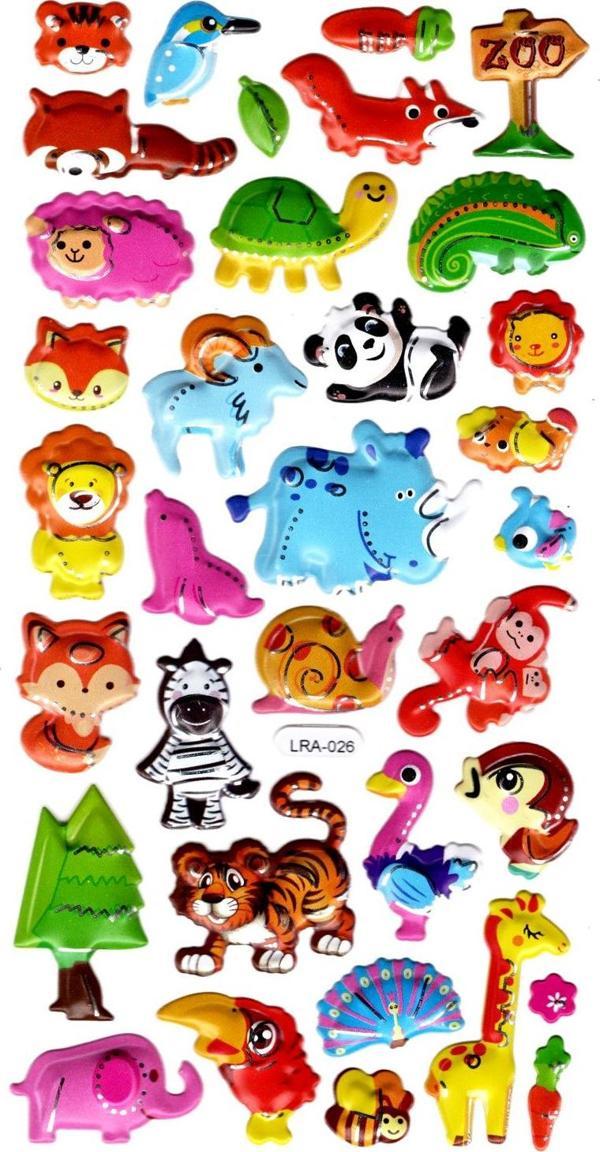Sticker Kabartmalı Stiker Defter, Planlayıcı Etiket (limlra-026) - 17X9 cm - Zoo Orman Hayvanları - Image 1