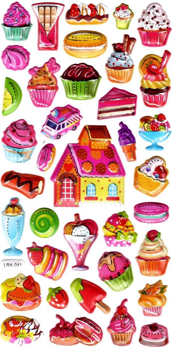 Sticker Kabartmalı Stiker Defter, Planlayıcı Etiket (limlra-041) - 17X9 cm - Şeker Pasta Cupcake - Image 1