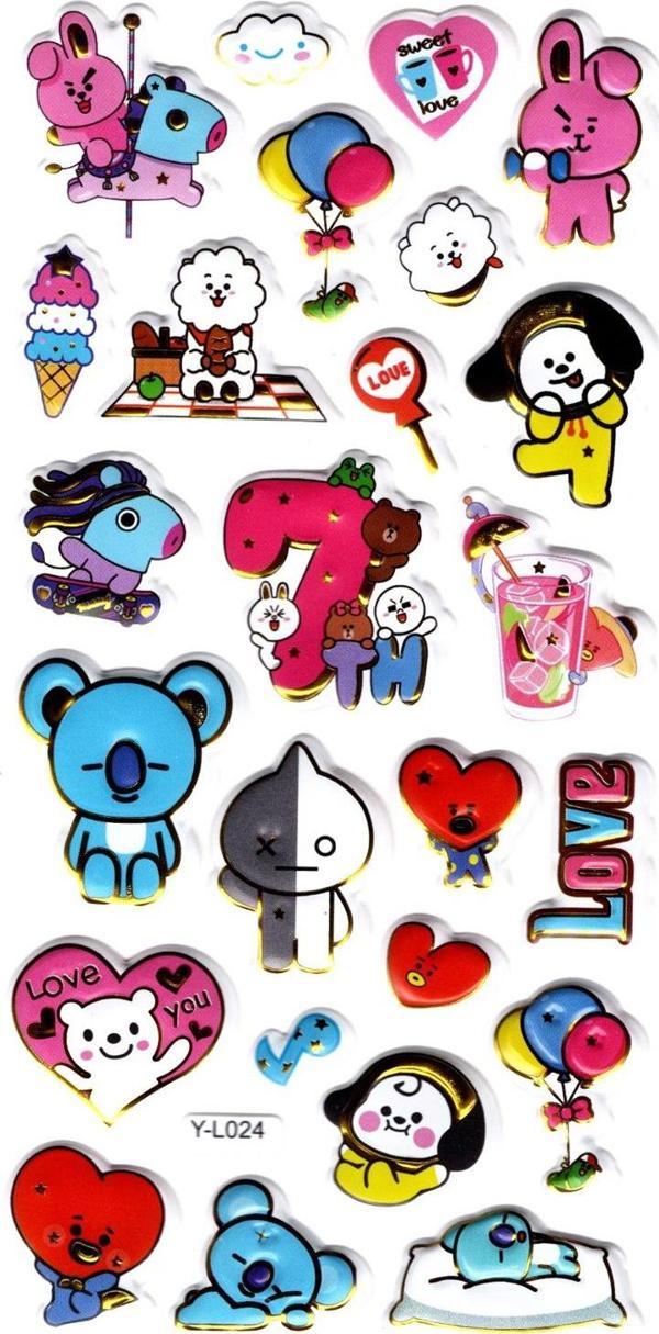 Sticker Kabartmalı Stiker Defter, Planlayıcı Etiket (limyl-024) - 17X9 cm - Eğlenceli BTS BT12 - Image 1