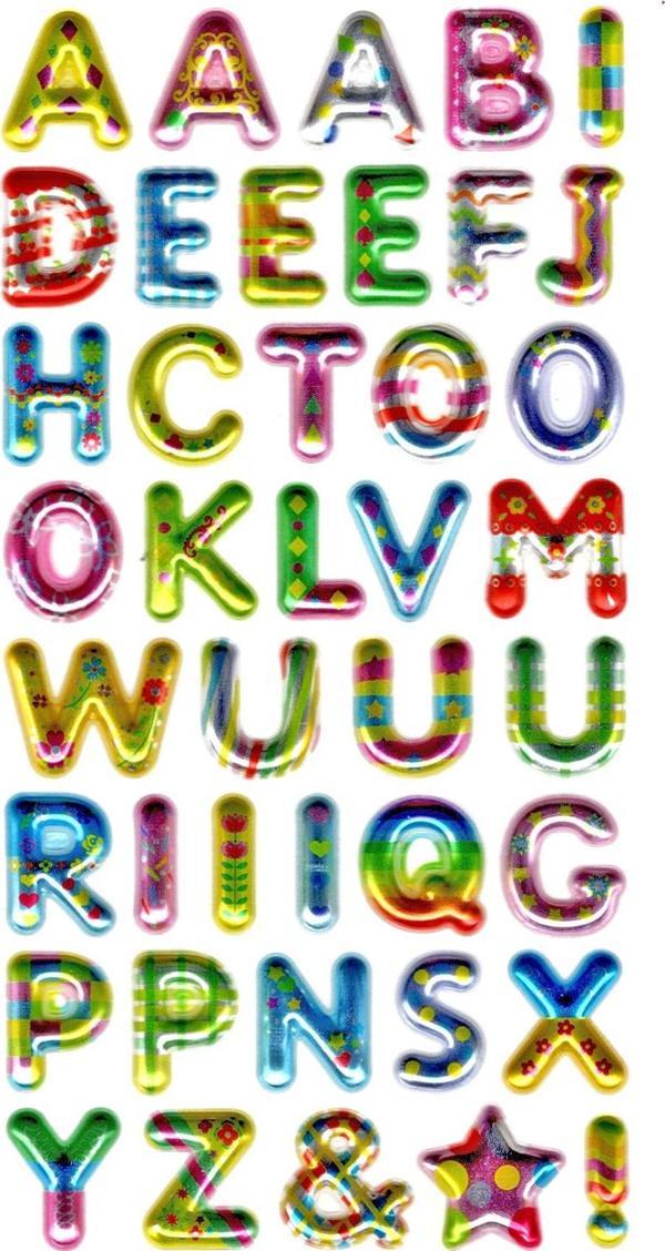 Sticker Kabartmalı Stiker Defter, Planlayıcı Etiket (metalik751) - 17X9 cm - Metalik Alfabe Desenli - Image 1