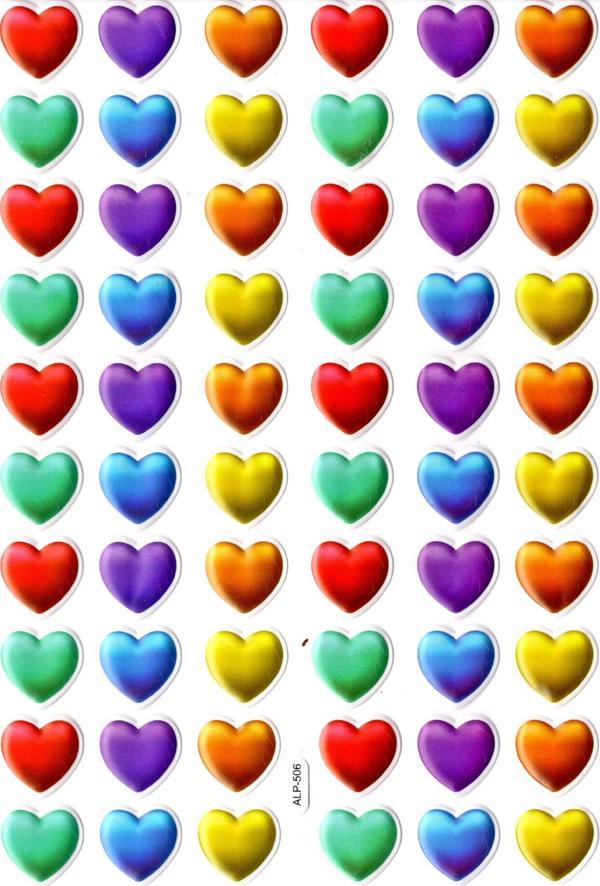 Sticker Kabartmalı A4 Boyutunda Stiker Defter, Planlayıcı Etiket-(lim506) - Renkli Kalpler - Image 1