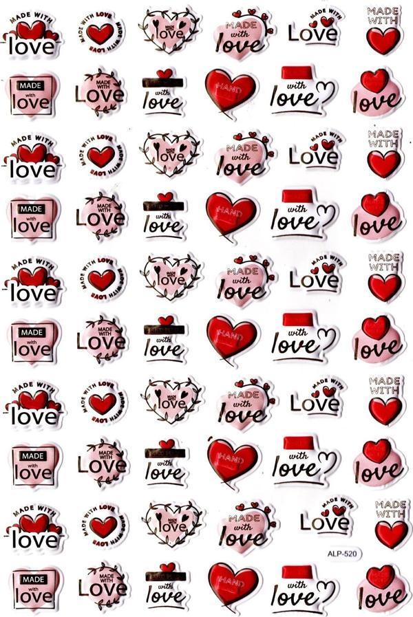 Sticker Kabartmalı A4 Boyutunda Stiker Defter, Planlayıcı Etiket-(lim520) - Aşk , Kalp , Love - Image 1
