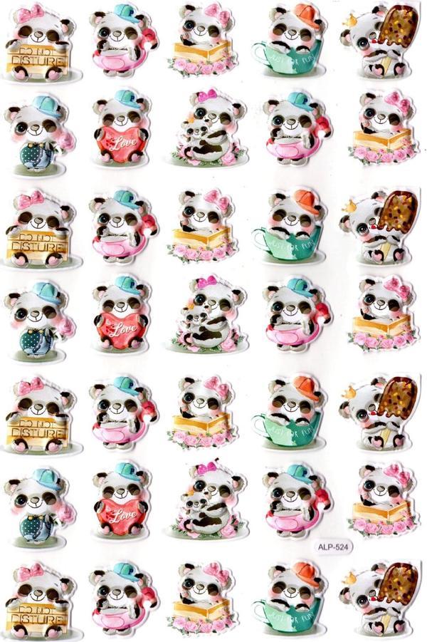 Sticker Kabartmalı A4 Boyutunda Stiker Defter, Planlayıcı Etiket-(lim524) - Şirin Panda - Image 1