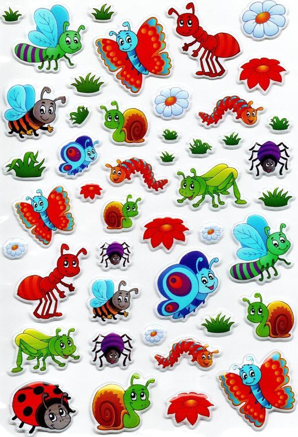 Sticker Kabartmalı A4 boyutunda Stiker Defter, planlayıcı etiket, -(Lim087) - Sevimli Böcekler - Image 1