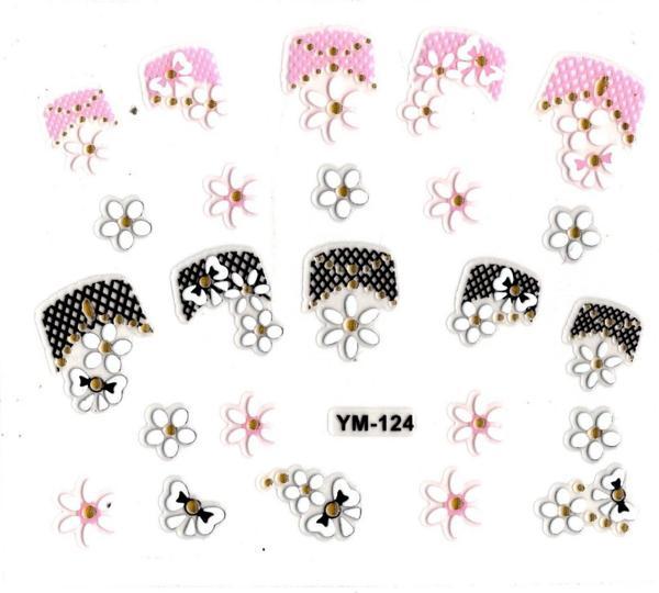 Tırnak Sticker, Tırnak Süsleme, Nail Art (ym-124) - 6X5 cm - Kurdele Çiçek - Image 1