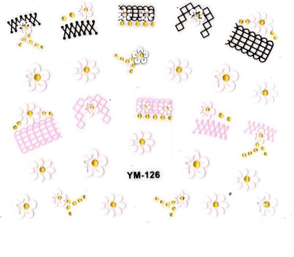 Tırnak Sticker, Tırnak Süsleme, Nail Art (ym-126) - 6X5 cm - Kare Desen Papatya - Image 1