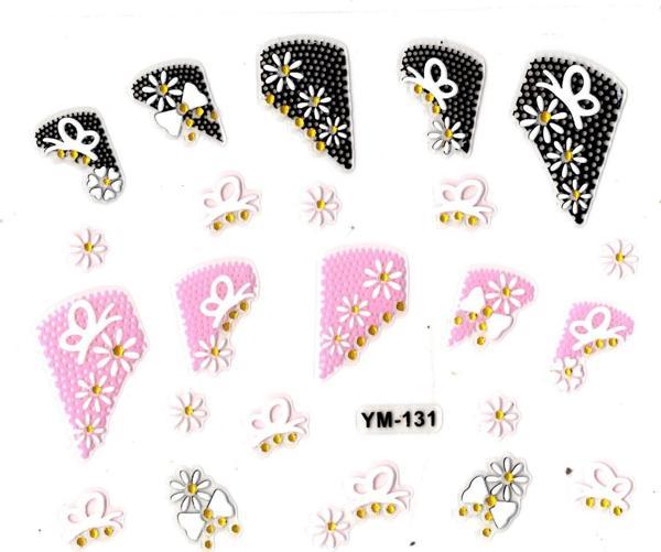Tırnak Sticker, Tırnak Süsleme, Nail Art (ym-131) - 6X5 cm - Kelebek Papatya - Image 1