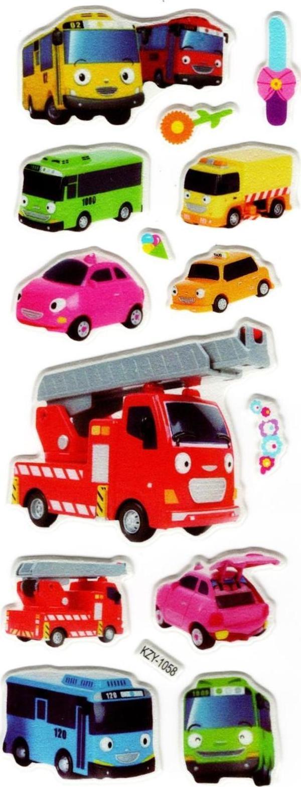 Sticker Kabartmalı Stiker Defter, Planlayıcı (kzy1058) 16x7 cm -İtfaiye Otobüs Araba - Image 1