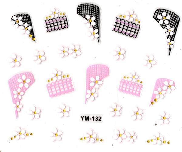 Tırnak Sticker, Tırnak Süsleme, Nail Art (ym-132) - 6X5 cm - Desenli Çiçek - Image 1