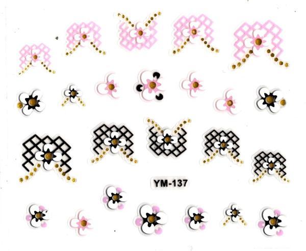 Tırnak Sticker, Tırnak Süsleme, Nail Art (ym-137) - 6X5 cm - Renkli Çiçekli - Image 1