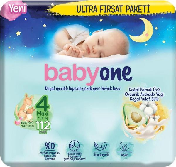 Babyone Yeni Gece Bebek Bezi 4 Beden Maxi Ultra Fırsat Paketi 112 Adet - Image 1