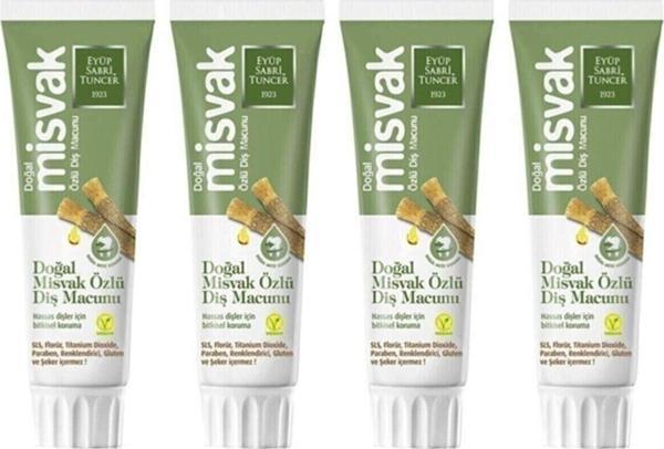 Eyüp Sabri Tuncer Sls, Florür, Titanyum, Paraben, Boya Ve Gluten Içermeyen Katkısız Ve Doğal Misvak Özlü Diş Macunu X4 - Image 1