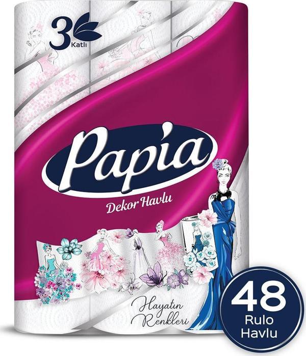 Papia Dekor Kağıt Havlu 48 Rulo (12 Rulo X 4 Paket) - Image 1