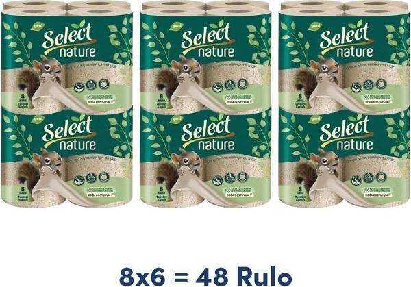 Select Nature 3 Katlı Tuvalet Kağıdı 8'li (6 Adet) - Image 1