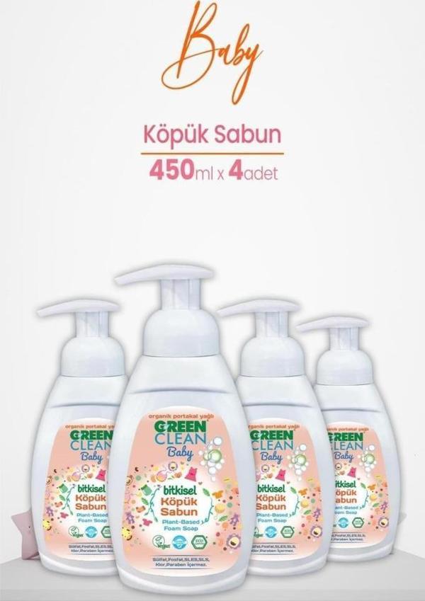 Green Clean Baby Köpük Sabun Portakal Yağlı 450 ml x 4 Adet - Image 1