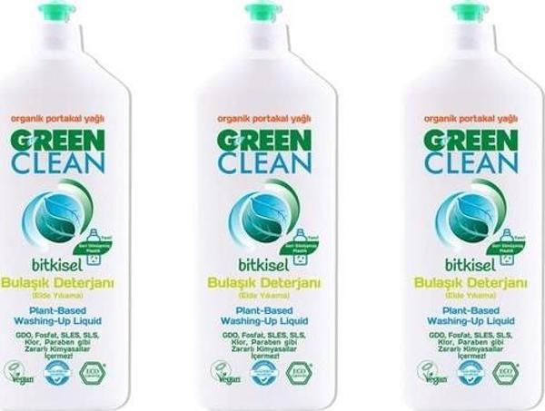 U Green Clean Bitkisel Bulaşık Deterjanı Organik Portakal Yağlı 3 x 730 ml - Image 1