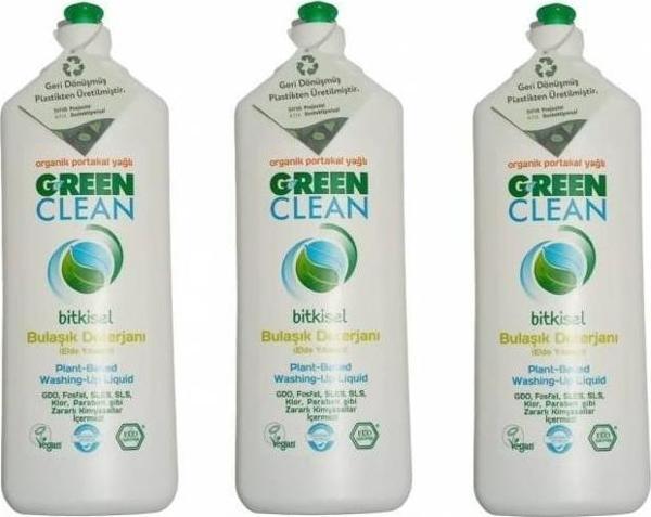 U Green Clean Organik Portakal Yağlı Bitkisel Bulaşık Deterjanı 730 ml 3'lü Set  - Image 1