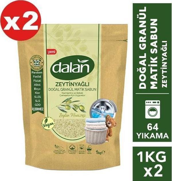 Dalan Granül Sabun Doğal Zeytinyağlı 1000 Gr X 2 Adet - Image 1