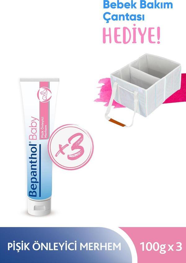 Bepanthol Baby Pişik Önleyici Merhem 100g x3 + Bebek Bakım Çantası Hediyeli - Image 1