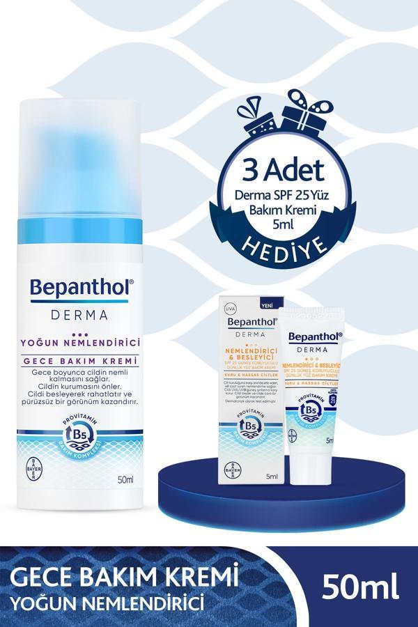 Bepanthol Derma Gece Bakım Kremi + 3 Adet Derma SPF 25 Yüz Bakım Kremi 5ml Hediyeli - Image 1