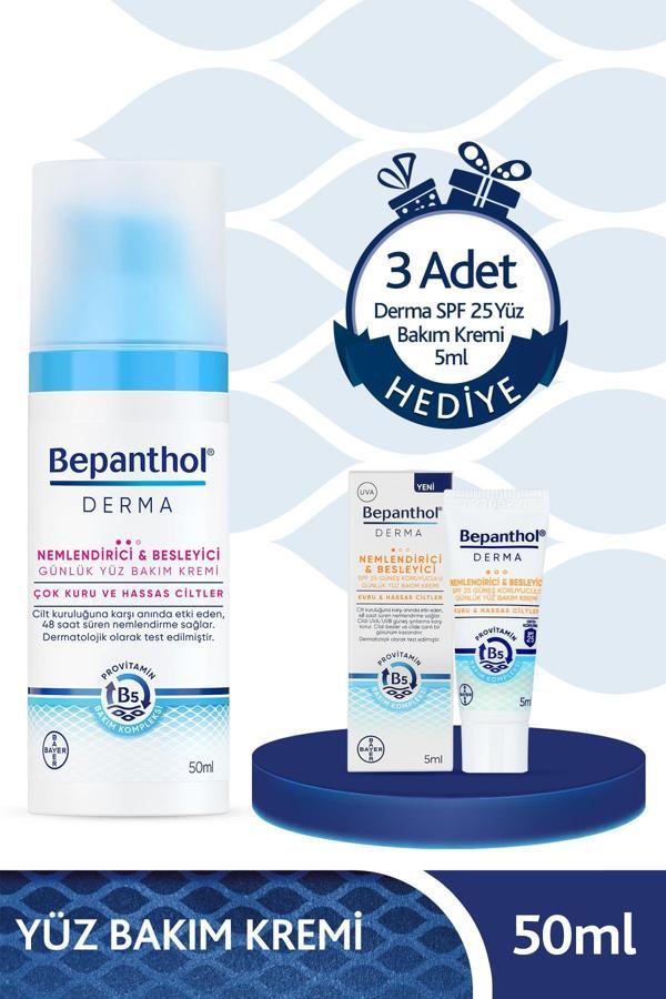 Bepanthol Derma Günlük Yüz Bakım Kremi + 3 Adet Derma SPF 25 Yüz Bakım Kremi 5ml Hediyeli - Image 1
