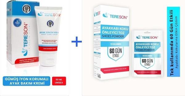 Tereson Koku Karşıtı Ayak Bakım Kremi 50 Ml (gümüş Iyon)+ayakkabı Koku Önleyici Toz 1 Kutuda 10 Adet - Image 1