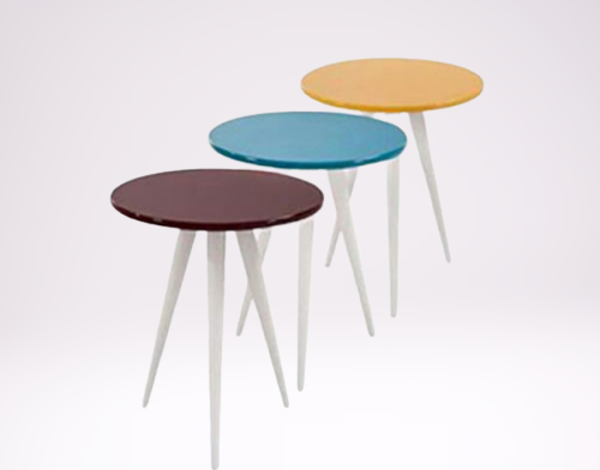 Zigon 12864 Model Sehpa Kayın Torna RETRO Ayak Parlak 3 Renk MDF tabla EL Yapım - Image 1