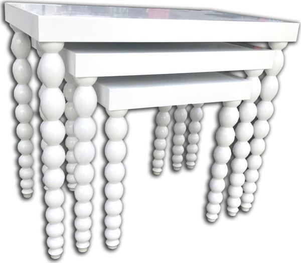 Zigon Sehpa 12456 Elma Model kayın torna Parlak beyaz renk ayak Kutu sevk El Yapı - Image 1