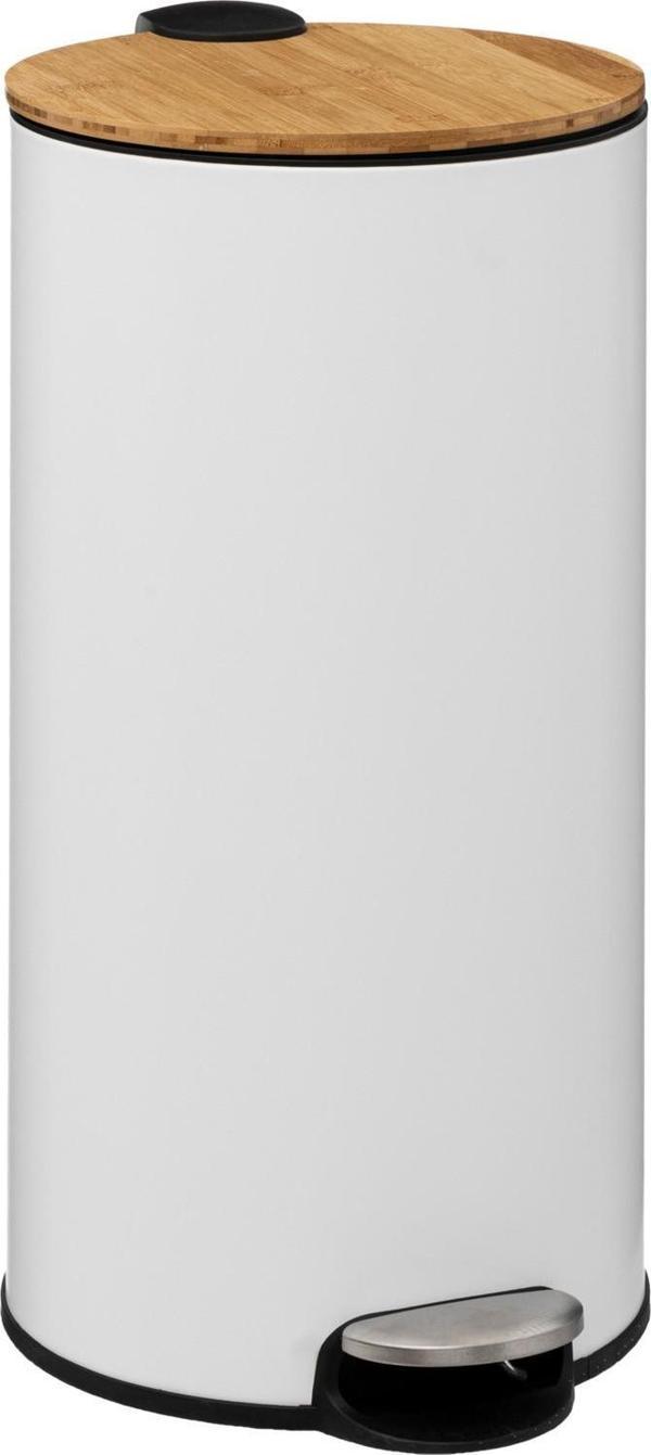 5five Çöp Kovaları Simply Smart Bambou 30 Lt Metal Beyaz - Image 1