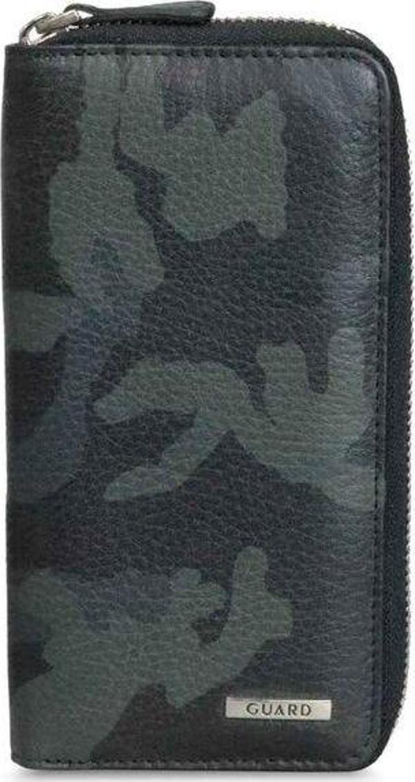 Guard Lacivert Kamuflaj Baskılı Deri Fermuarlı Cüzdan - GRD2403XW22335 - Image 1