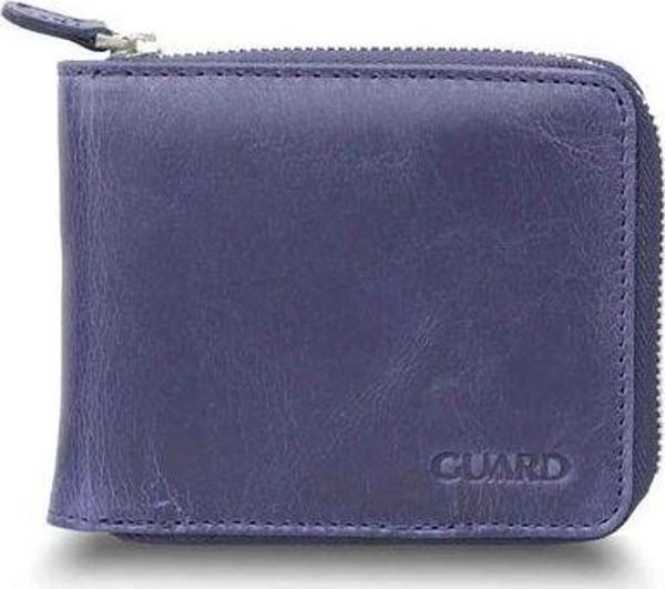 Guard Antique Navy Blue Zipper Horizontal Mini Leather Wallet - GRD2403XW22460 - Image 1