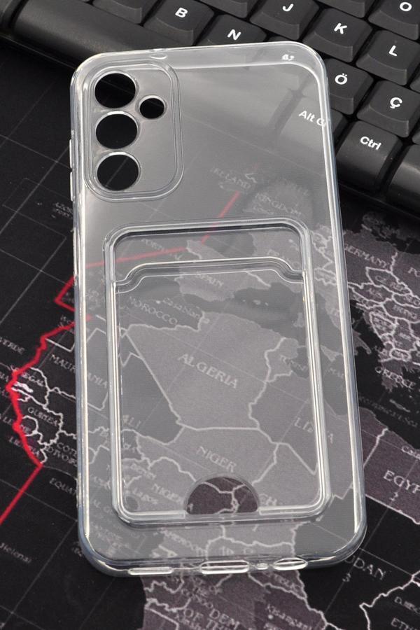 Samsung A14 Uyumlu Kredi Kartlıklı Şeffaf Kılıf Kamera Korumalı - Image 1