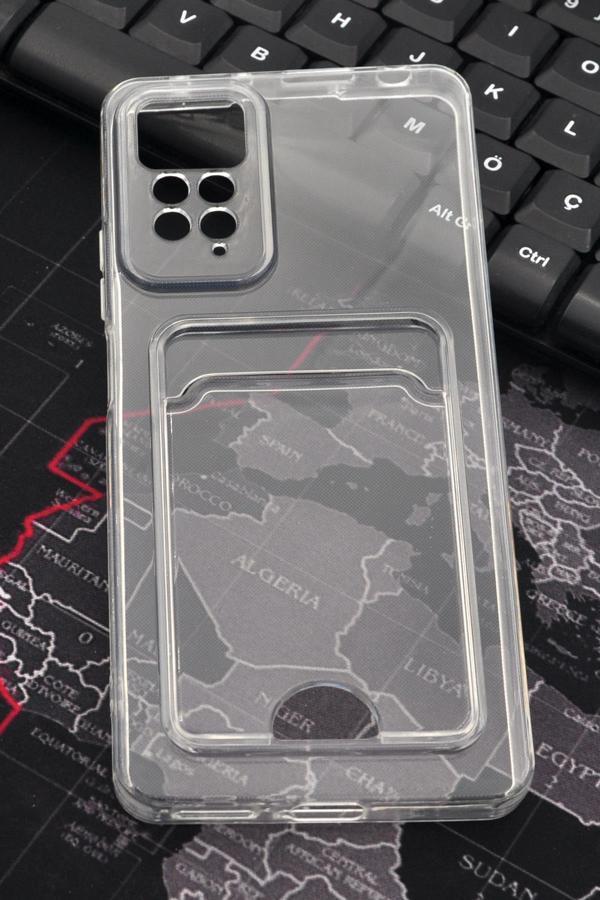Xiaomi Redmi Note 11 Pro Uyumlu Kredi Kartlıklı Şeffaf Kılıf Kamera Korumalı - Image 1