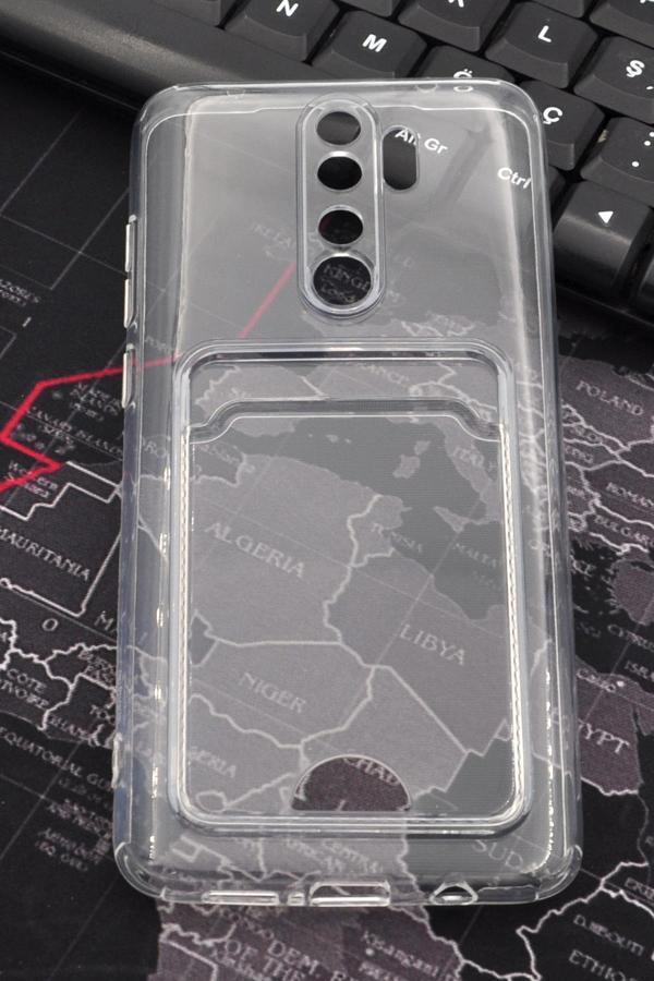Xiaomi Redmi Note 8 Pro Uyumlu Kredi Kartlıklı Şeffaf Kılıf Kamera Korumalı - Image 1