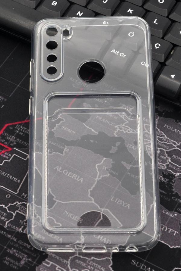 Xiaomi Redmi Note 8 Uyumlu Kredi Kartlıklı Şeffaf Kılıf Kamera Korumalı - Image 1