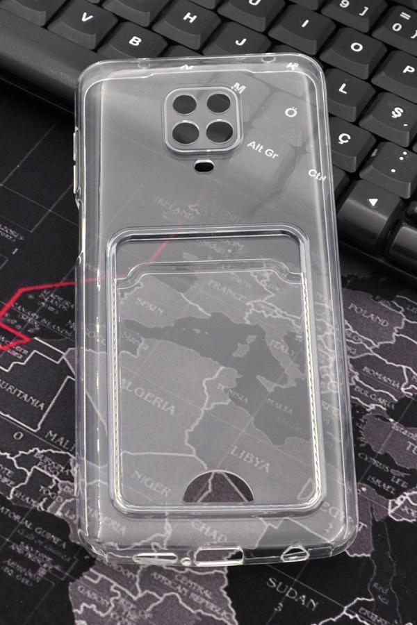 Xiaomi Redmi Note 9 Pro Uyumlu Kredi Kartlıklı Şeffaf Kılıf Kamera Korumalı - Image 1