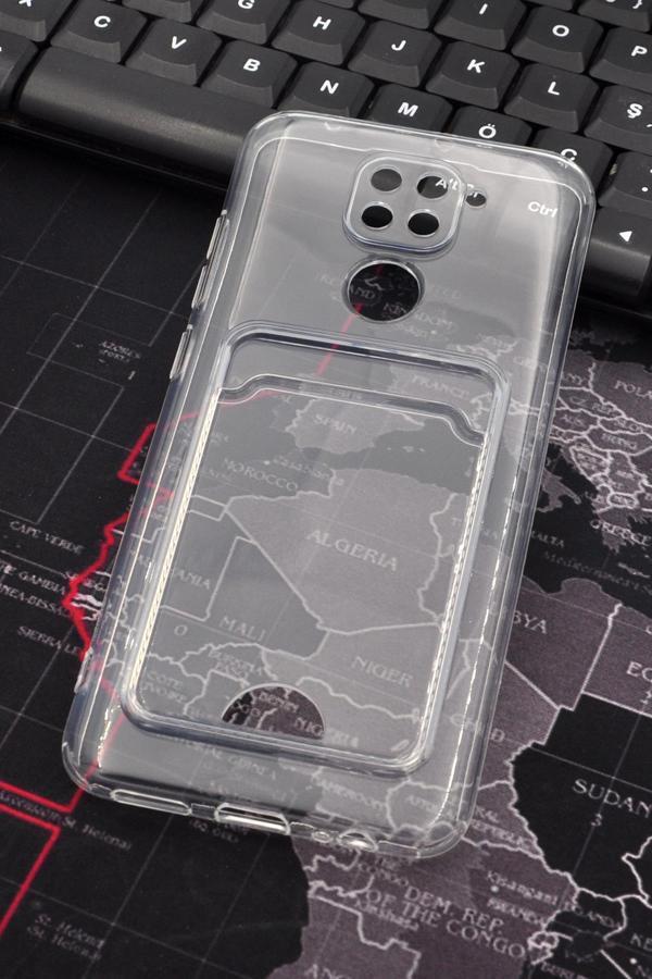 Xiaomi Redmi Note 9 Uyumlu Kredi Kartlıklı Şeffaf Kılıf Kamera Korumalı - Image 1