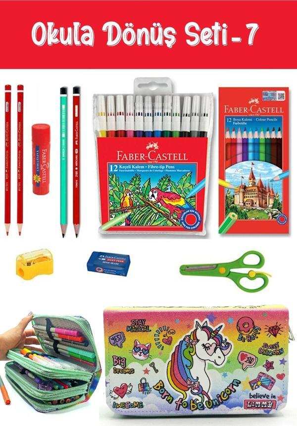 Kırtasiye Seti Tarz Cool Unicorn Yeşil Kalem Kutulu 11 Parça Okula Dönüş Set:7 - Image 1