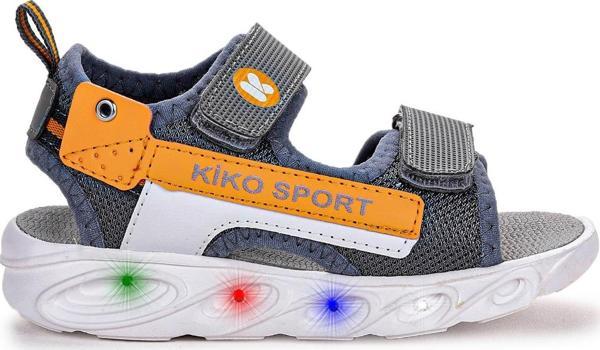 Kiko Kids 101 Işıklı Kız/Erkek Çocuk Cırtlı Sandalet Ayakkabı Füme - Image 1