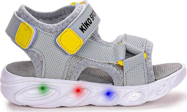 Kiko Kids 103 Işıklı Erkek Çocuk Cırtlı Sandalet Ayakkabı Açık Gri - Image 1