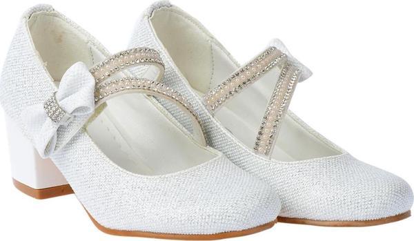 Kiko Kids 750 Simli Günlük Kız Çocuk 4 Cm Topuklu Babet Ayakkabı Beyaz - Image 1
