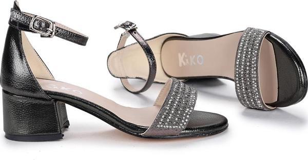 Kiko Kids 761 Vakko Günlük Kız Çocuk 3 Cm Topuklu Sandalet Ayakkabı Platin - Image 1