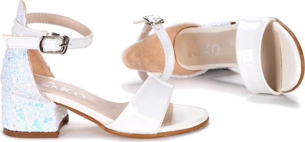 Kiko Kids 768 Ayna Çam Günlük Kız Çocuk 3 Cm Topuklu Sandalet Ayakkabı Beyaz - Image 1